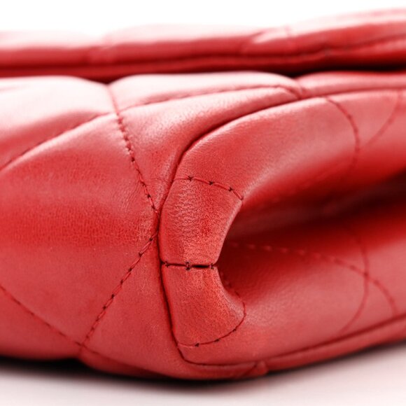 Chanel Lambskin Quilted Clutch with Chain Flap Red Shoulder Bag - Picture 7 of 8